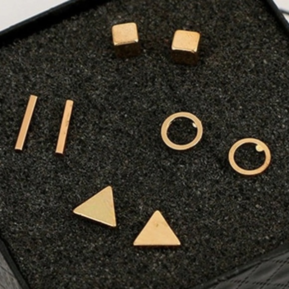 Geometric stud earrings (4pc) - Picture 2 of 6
